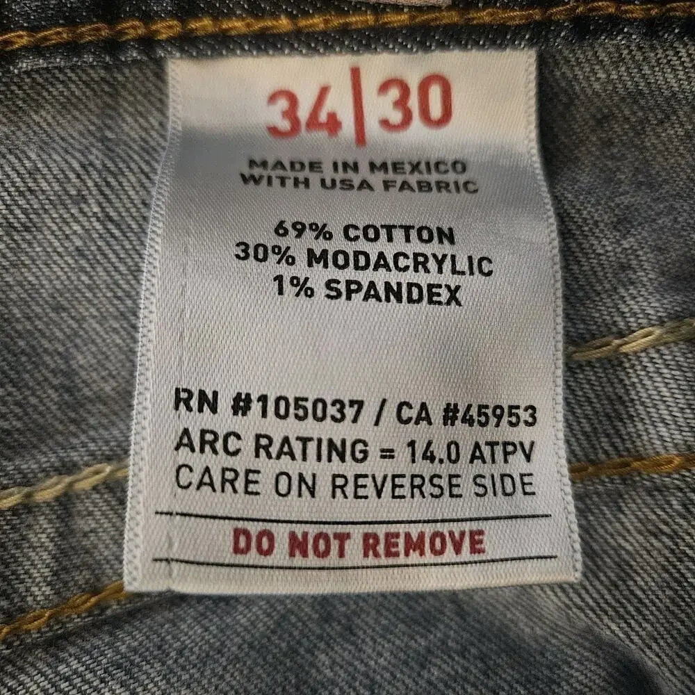 Ariat Men's FR M4 Low Rise Boot Cut Jeans, Med Wash, Size 34/30 Flawed